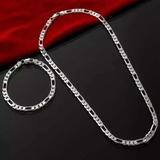 Juego Cadena Y Pulsera Cartier Baño En Plata 925 3-4 Mm