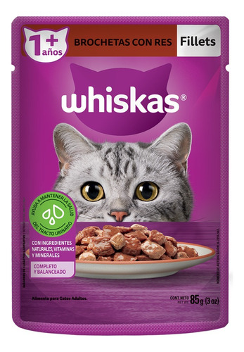 Sobre Whiskas Gato Adulto (filetes) Brochetas Con Res 85g