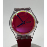 Reloj Swatch Cuarzo Rosado Usado Cristal Trizado