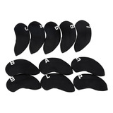 11 Pcs Neoprene Golf Iron Headcover Protector Número Preto