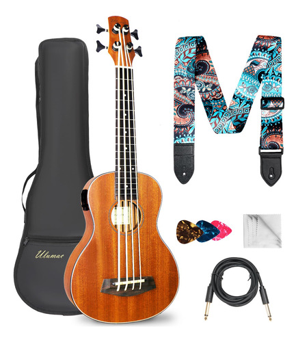 Ulumac Ukelele Bajo Electrico, Ubass De Caoba De 30 Pulgadas