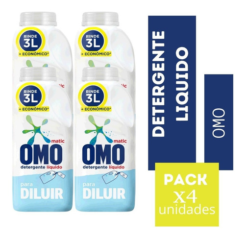 Detergente Liquido Omo Para Diluir Pack X4 