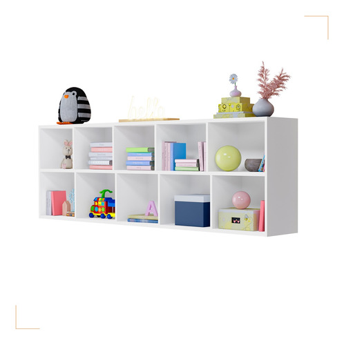 Multiuso Horizontal Duplo Livreiro Sapateira 10 Prat Branco