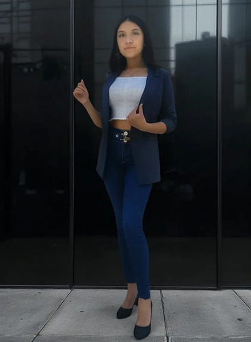 Saco Blazer Mujer Manga 3\u002F4 Formal Casual Cuello Solapa  | Meses sin interés