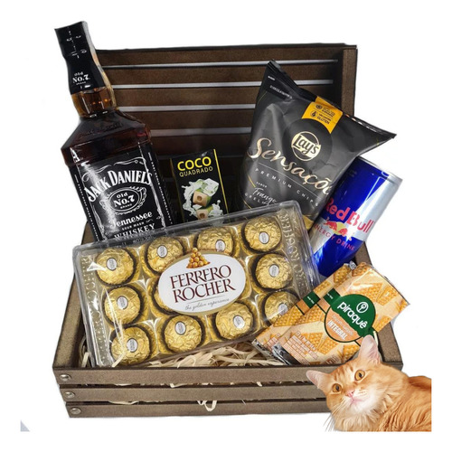 Cesta Presente Kit Masculino Whisky Com Baú