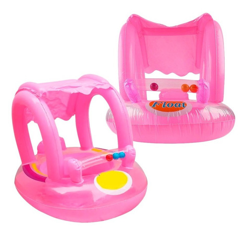 Bote Flotador Inflable Techo Bebé Rosa Niña Para Piscina