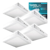 5 Plafones Led Cuadrados Base 18w Luz Fría Candela 6839