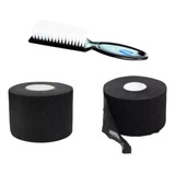 2 Rollos Papel Cuello Negro + Cepillo Limpiador  Barbería