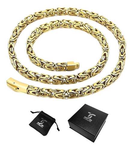 Cadena Bizantina Premium Hombre Collar Oro Lam 18k Regalo