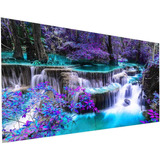 Kit De Pintura Con Diamantes 5d Cascada En El Bosque 70x40