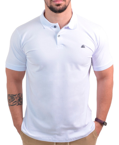 Camisa Polo Preta Básica Algodão Elastano Malha Conforto