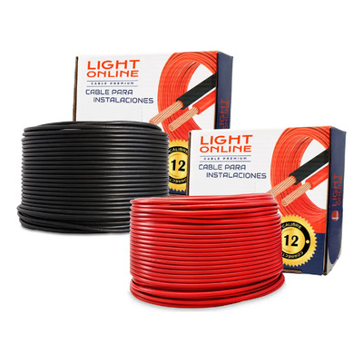 Pack 2 rollos 100m Cable Calibre 12 Rojo y Negro Thw Cca Pvc 75°c Luz En Línea | Envío gratis