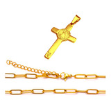 Conjunto Oro 18 Kilates Chain 50 A 55cm X 4mm + San Benito*