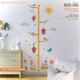 Vinilo Decorativo Medidor Infantil Altura Árbol Con Pajaros