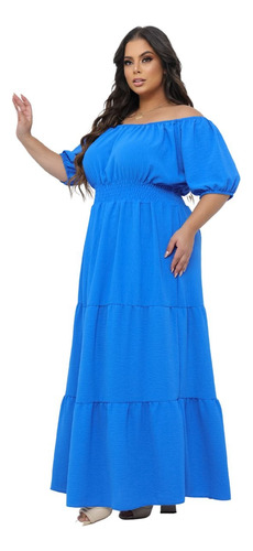 Vestido Longo Plus Size Ciganinha Moda Envangelica Soltinho