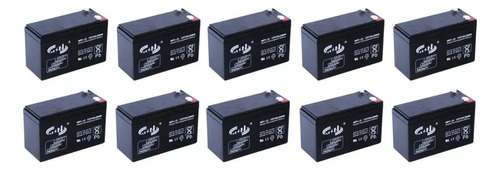 Kit X 10 Bateria Recargable Msn 12v 7ah Alarma Luz 