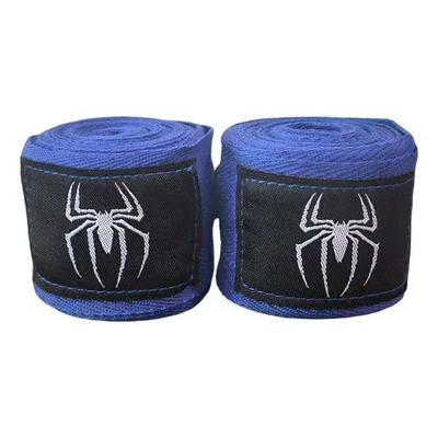 2pcs Vendas De Boxeo 5m Con Pegatinas Mágicas Muay Thai Mma Ufc Kickboxing Diseño De Araña Azul Entrenamiento Elasticas Deportivas Mma 1 Par Vendas Gym Venda De Box Semielasticas Vendaje Deportivo