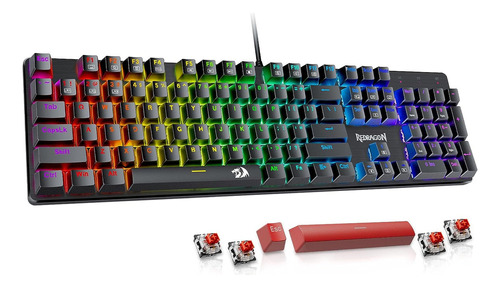 Teclado Gamer Mecanico Redragon Sindri Led Rainbow Switch Red