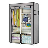 Closet Organizador Armario Tela Compartimiento Perchero Gris