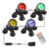 Paquete De 4 Luces Led Sumergibles Rgb