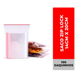 100 Sacos Plásticos Ziplock 14x20cm Abre E Fecha Hermético