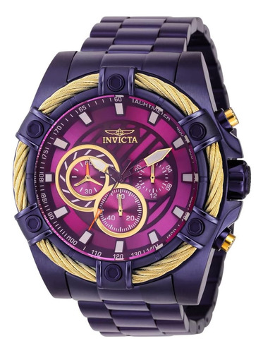 Reloj De Pulsera Con Esfera Morada De Cuarzo Cronógrafo Con 