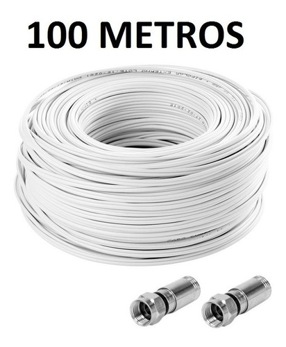 Cabo Rg6 Branco 100m Metros Rg06 Coaxial Antena Tv