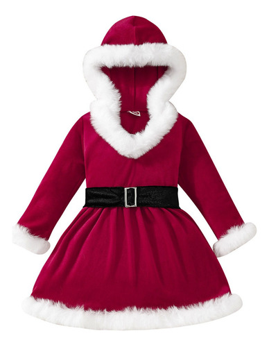 Vestido De Navidad Con Capucha Para Niñas Princesa