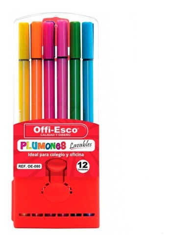 Plumón Triangular Offi-esco Lavables Estuche X 12