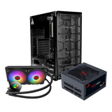 Combo Gabinete Negro Sin Abanicos, Fuente 800w, Cooler Agua