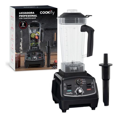  Cookify Pb004 Licuadora Profesional De Alto Poder Uso Rudo, 2 Lts Tamper 1800w Color Negro