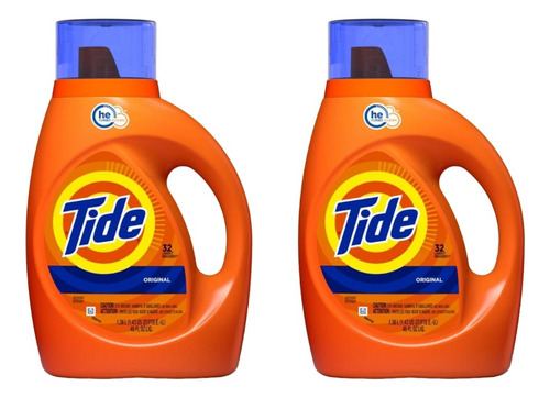 Detergente Liquido Tide He Original 32ld 1,36lts X 2unds