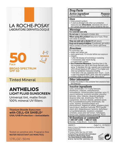 Protector Solar Anthelios Tinted Mineral Spf50 La Roche Posa