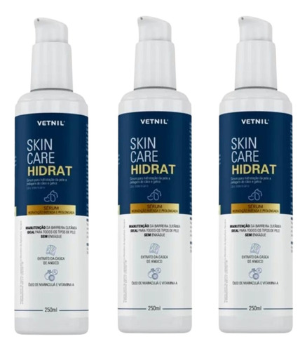 Kit 3x Skin Care Hidrat Vetnil 250ml