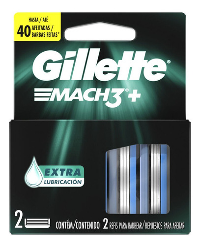 Gillette Mach3+ Repuesto De Afeitar Extra Lubricación X 2 U