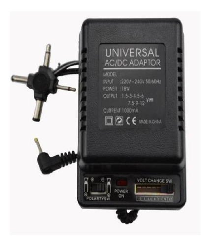 Fuente Adaptador Universal 18w Acdc 6 Conectores 1000ma 12v