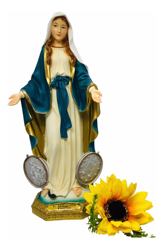 Virgen De La Medalla Milagrosa En Porcelana 30 Cm + Novena
