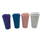 Pack 10 Vasos Tapa Reutilizables 473ml Plástico Resistente