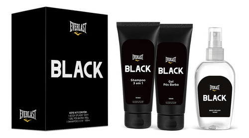 Kit Everlast Black (body Splash + Gel Pós Barba + Shampoo)