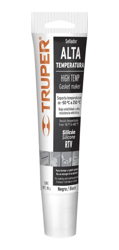 Sellador Altas Temperaturas Silicón Negro 85 Gr, Truper17567