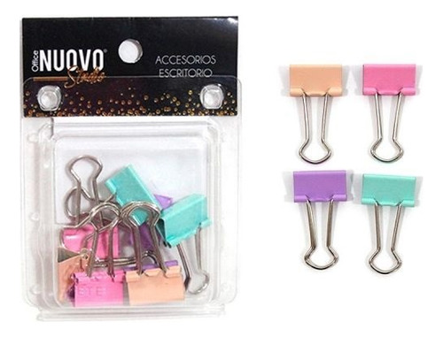 Set Clip Apretadores Pastel Doble Clips Office Nuovo