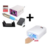 Pack Lampara Led De Uñas36w +torno Para Uñas Uso Profesional