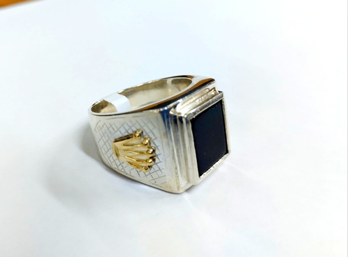 Anillo De Hombre De Plata 925 Y Corona De Oro 18k