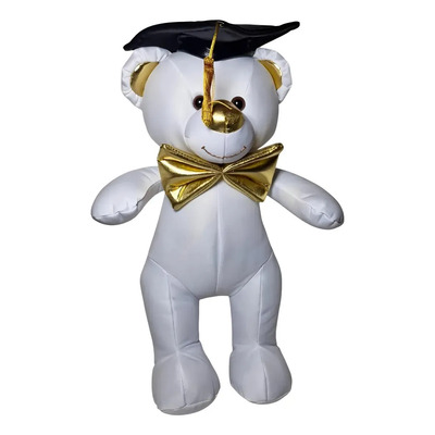 Peluche Oso Blanco Detalles Dorados Graduado Para Graduación | MercadoLibre