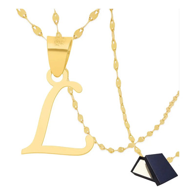 Cadena Gargantilla Dije Letra L Iniciales Inicial Cadena 10k Grano Cafe 45cm Italy Dama Mujer Oro 10 Kilates Regalo Novia Oro Joyería Fina Regalo Novia Gargantilla Cadena Medalla Oro 10 Quilates | Envío gratis