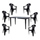 Combo Mesa Rectangular Superreforzada + 6 Sillas Negro 