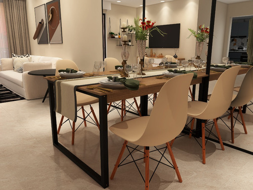 Sala De Jantar Completa Mesa 120cm + 4 Cadeiras Eames