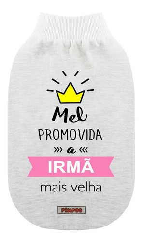 Roupa Pet Regata Personalizada Cachorro Promovido Irmão Irmã