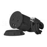 Enchufe Para Escritorio Con Doble Puerto Usb / Grommet Negro