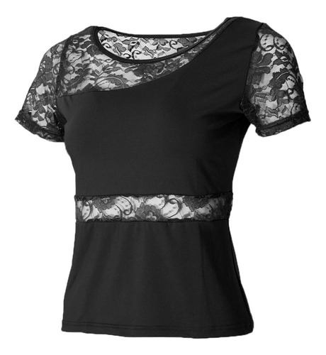 Top De Baile Mujer Camiseta De De Encaje Cuello Elástico